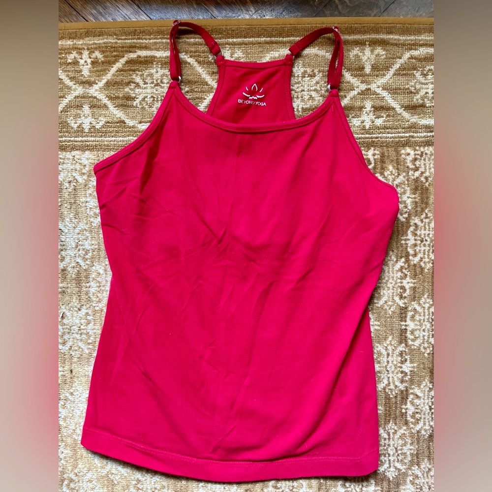 Beyond Yoga Racerback Red Yoga Tank Top with Built-in Bra